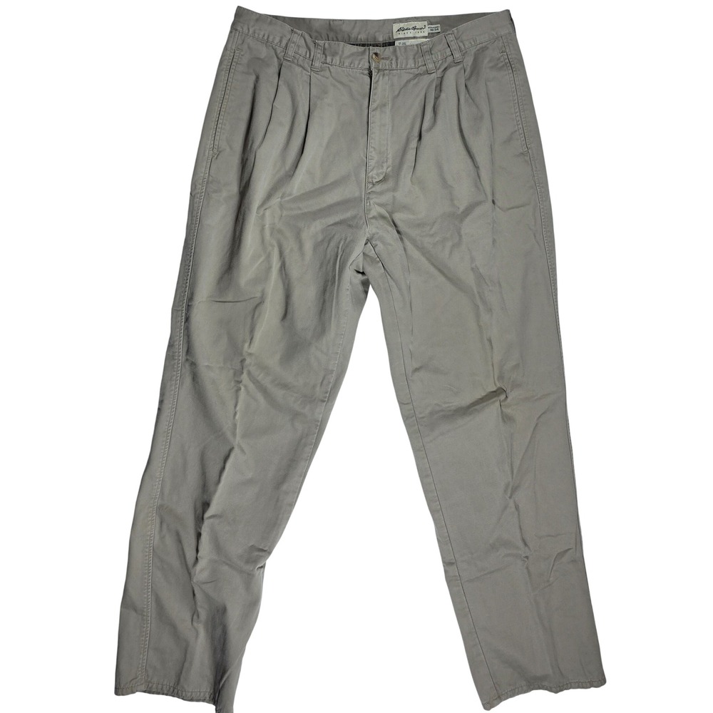 Eddie Bauer Men's Khaki Pleated Chino Pants Tan 100% Cotton 38x34